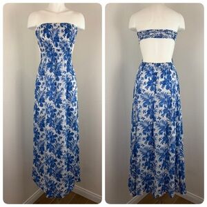 Tiare Hawaii Tropical Floral Strapless Cut-Out Maxi Dress